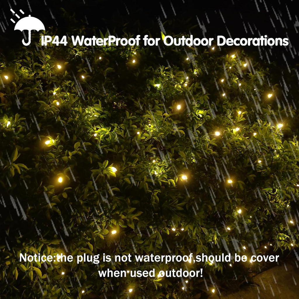 LED Christmas Net Lights Outdoor Decorations for Bushes,144LED 6ftx6ft Connectable Green Wire Net Christmas Lights