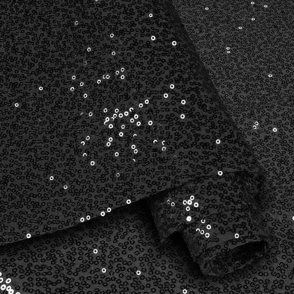 Black Sequin Fabric by The Yard, 1 Yard, 48 Inch Wide