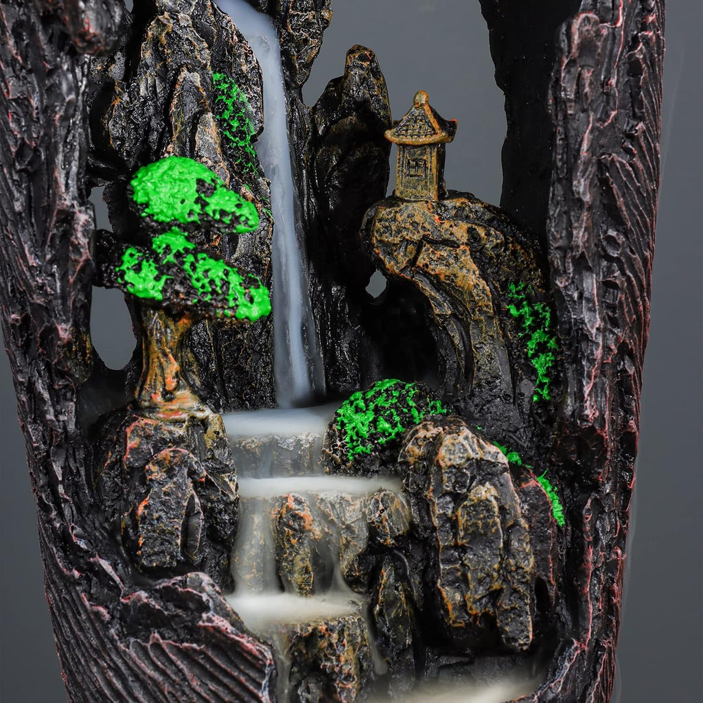 Mountain Waterfall Incense Burner Backflow Incense Burner Incense Smoke Waterfall with 100 Backflow Incense - Set of 100