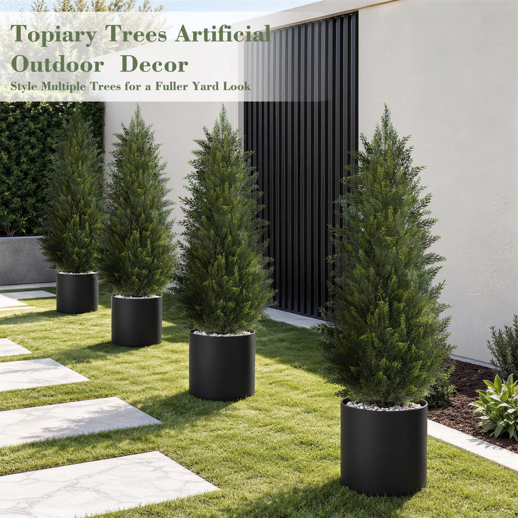 5FT Artificial Cedar Trees Set of 2 for Outdoor Front Porch