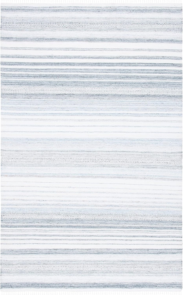 Kilim Collection Area Rug, Ivory & Light Blue, Handmade Stripe, Ideal for High Traffic Areas (KLM277M)