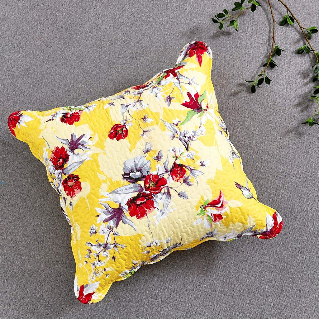 Yellow Hummingbird Quilted Euro Sham, 26 x 26 in
