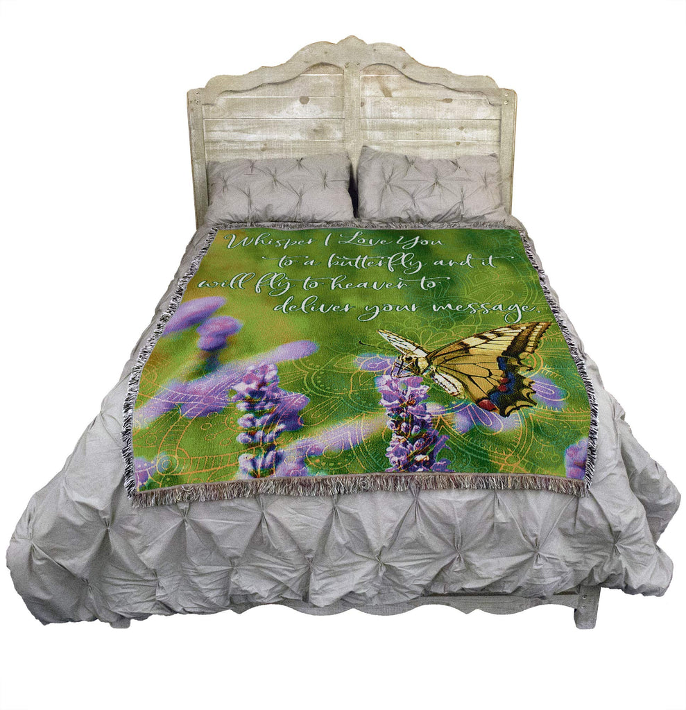 Whisper I Love You to A Butterfly Blanket - Sympathy Bereavement Gift Tapestry Throw Woven from Cotton - Made in the