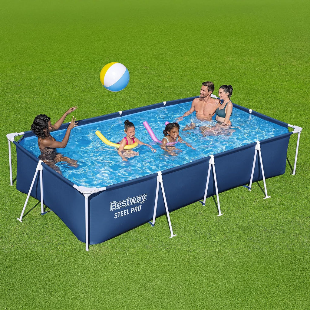 Steel Pro 13 Foot x 32 Inch Rectangular Above Ground Outdoor Pool Steel Framed Vinyl Swimming Pool with 1,506 Gallon