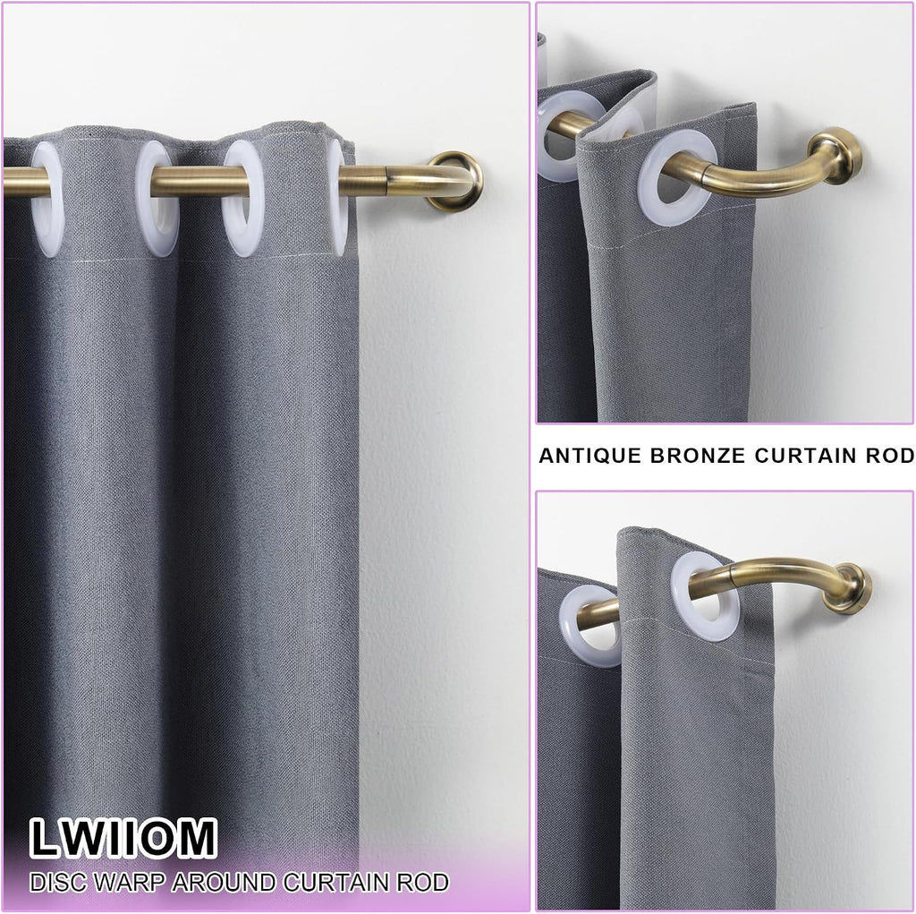Antique Bronze Disc Curtain Rods, 84-144 Inches Window Curtain Rod,Adjustable Room Darkening Drapery Rod with