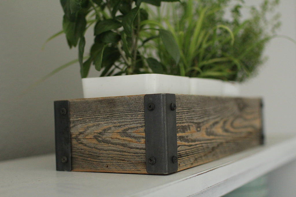 Reclaimed Wood Planter Box with Metal Brackets (Small - 14.5")