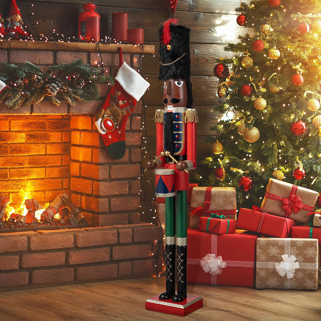 42" Christmas Soldier Nutcracker-Wooden African American Soldier Nutcracker for Festive Christmas Party Indoor Winter