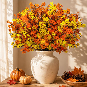 Stems Fall Babys Breath Artificial Flowers Vase Decor - Set of 12