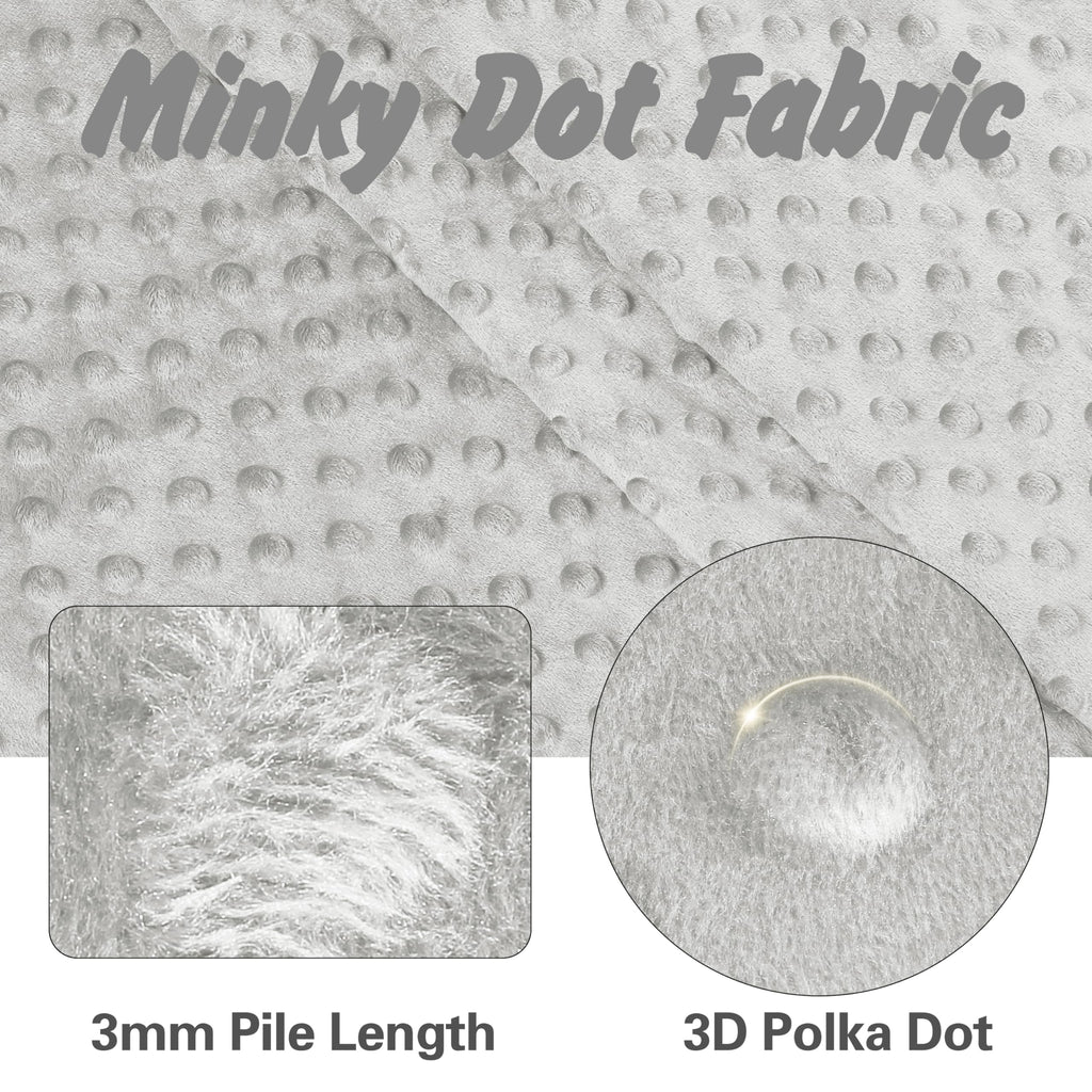 Minky Dot Fabric by The Yard, 1 Yard x 60 Inch Light Gray