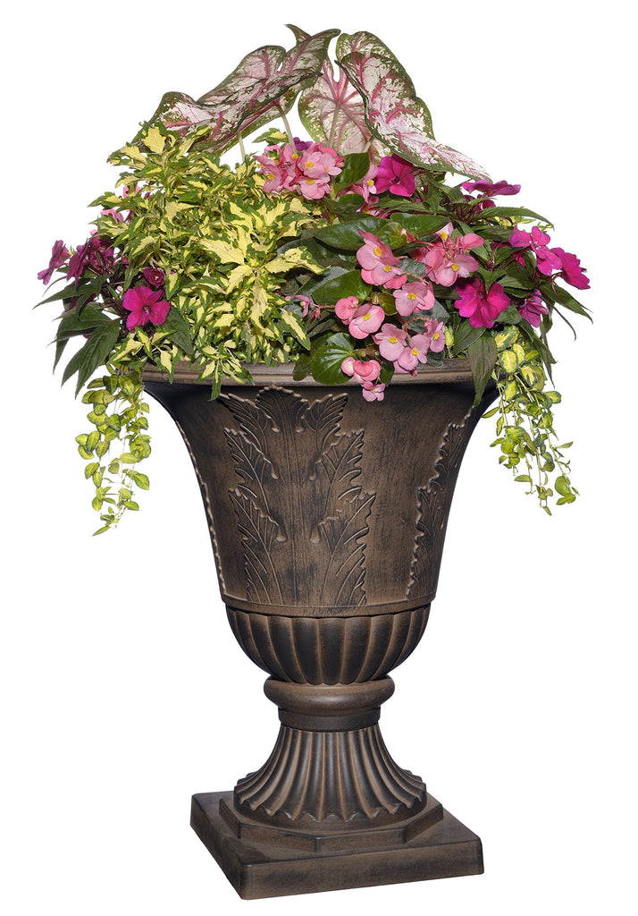 Exquisite Oakmont Resin Urn Planter - Timeless Plant Urn for Floral Displays (21" Onyx)