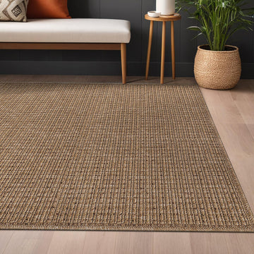 Easy Jute Natural Rug 8x10 Solid Washable Durable Outdoor Indoor Area Rugs for Living Dining Room Patio Office Stain