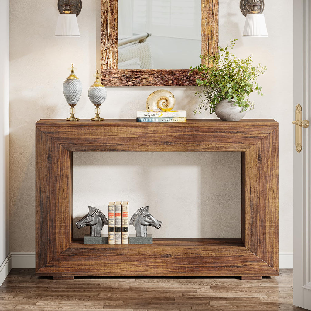 Farmhouse Console Table, 47 Inches Entryway Console Table with Storage, Industrial Hallway Accent Table, Entrance