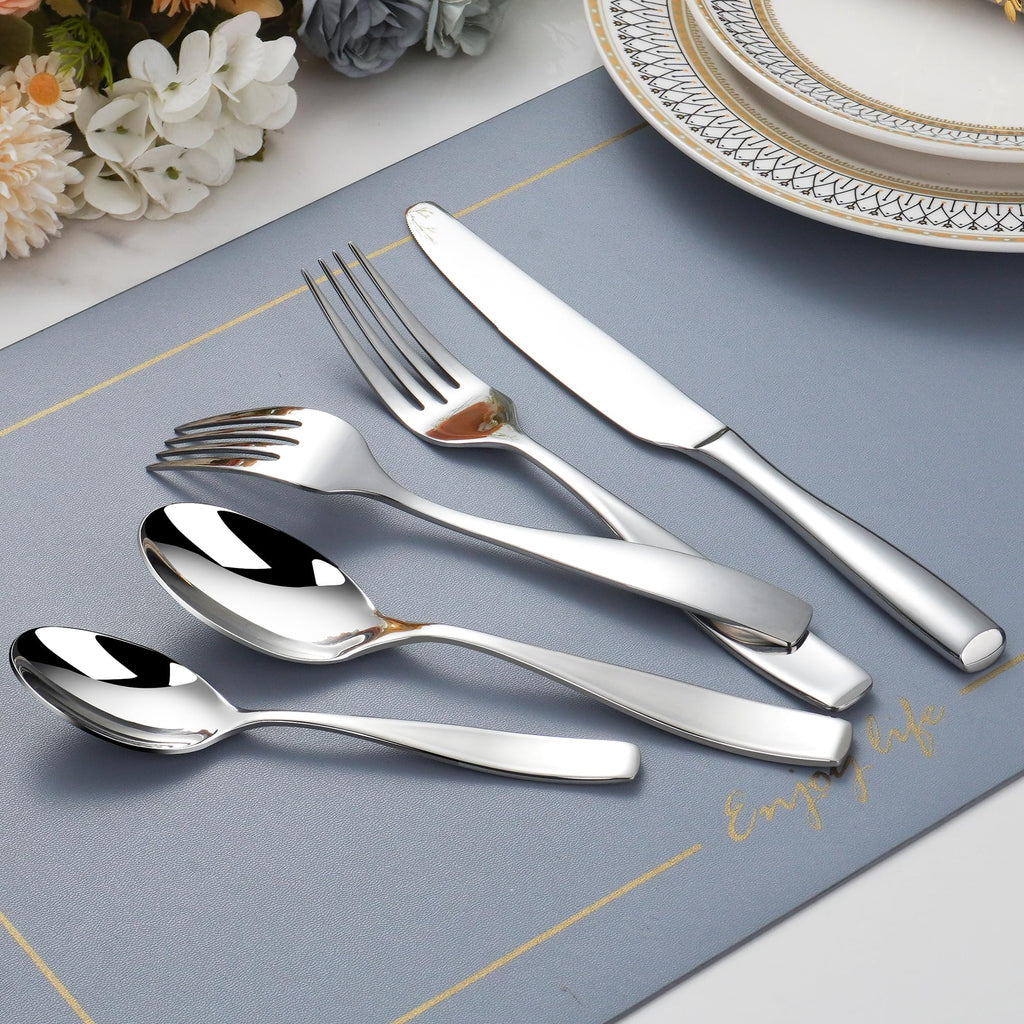 45 Piece Heavy Duty Silverware for 8, 18/10 Stainless Steel Flatware Set