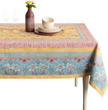 Table Cloth Square Table 100% Cotton 60 x 60 Inches Tablecloth Reusable Decorative for Dining Kitchen Room Farmhouse