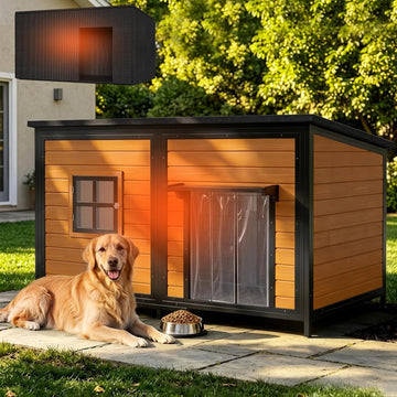 59" Extra Large Outdoor Dog House with Insulated Liner, Brown
