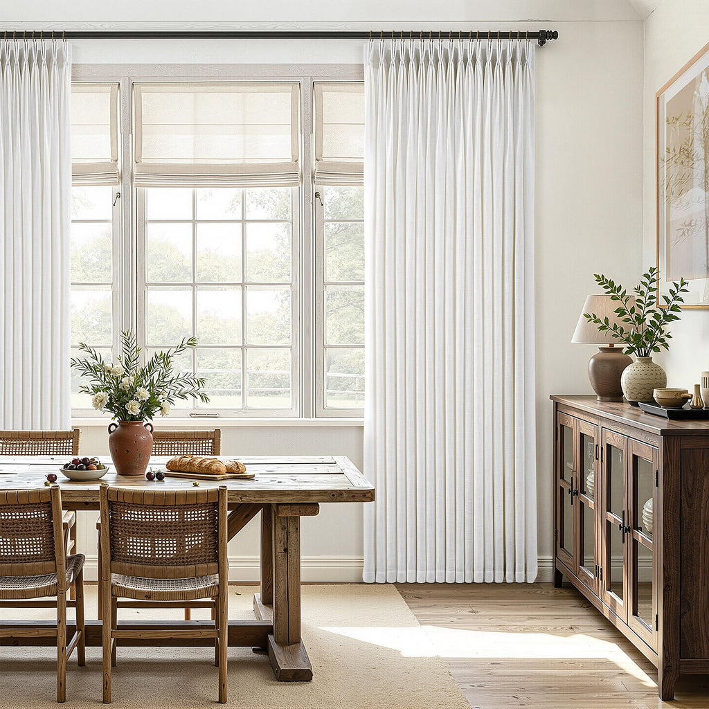 100 Inch Extra Wide Pinch Pleated Linen Curtains 100 Inch Length Bedroom Natural Cream Beige Privacy Drapes Light