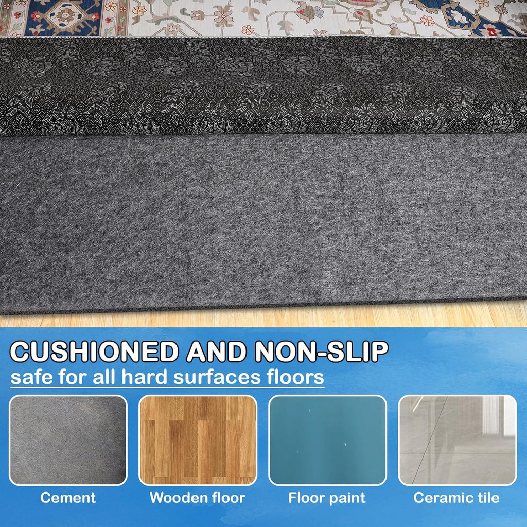 Non-Slip Rug Pads 8 x 10 ft, 100% Waterproof Extra Large Area Rugs Non Skid Rug Pad for All Floors and Finishes - Set of 80