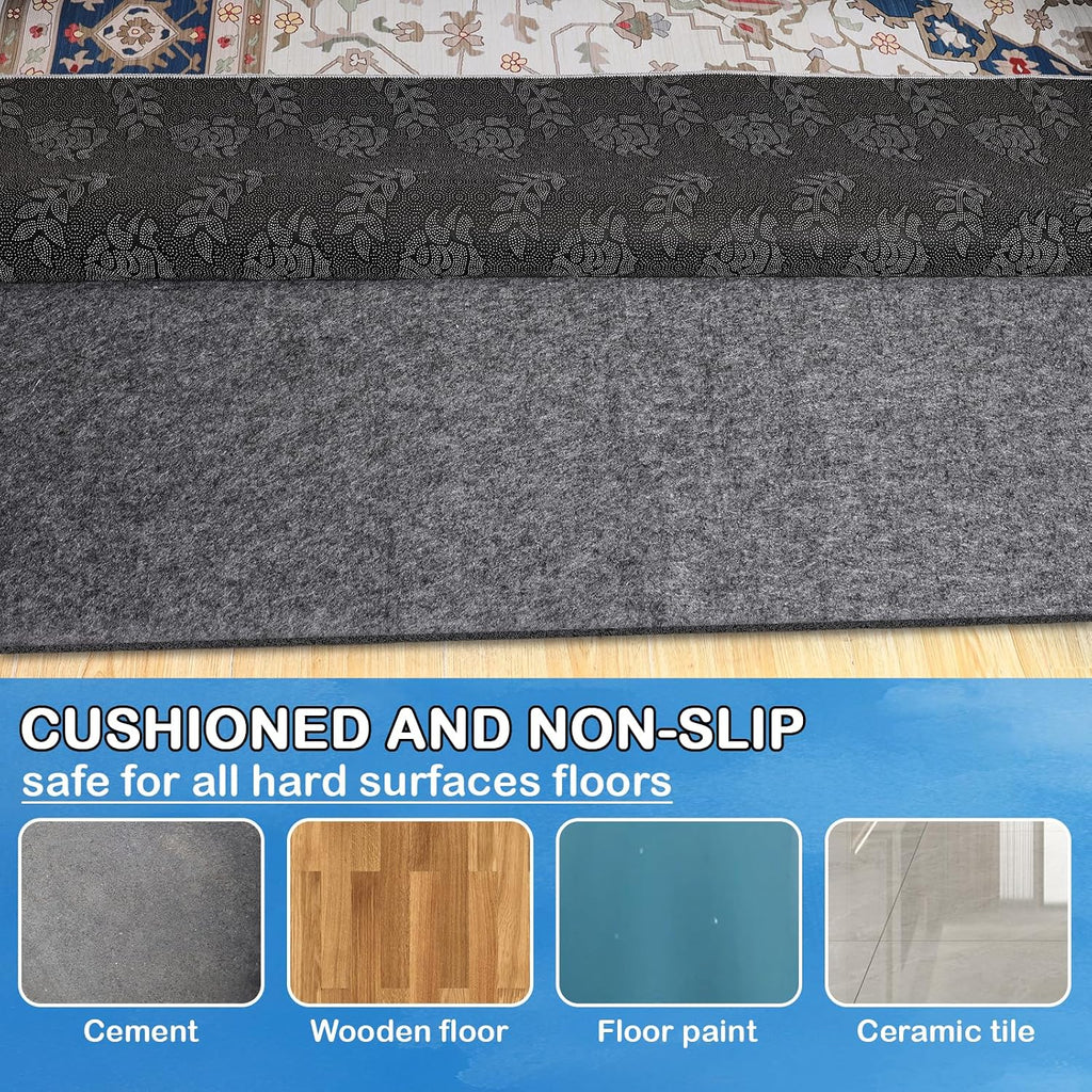 Non-Slip Rug Pads 1/4" Thick, 8x10Ft Waterproof Rugs Non Skid Rug Pad for All Floors and Finishes Durable Hardwood
