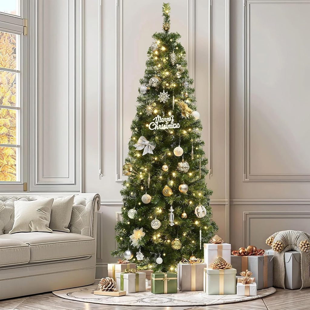 Prelit Green Fraser Fir Pencil Christmas Tree with Remote