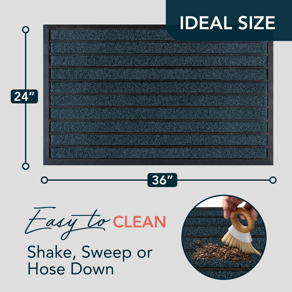 Extra Durable Door Mat Outside Entrance (36" x 24", Bright Blue)