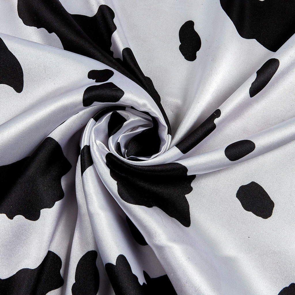 Charmeuse Satin Cow White/Black, Fabric by the Yard