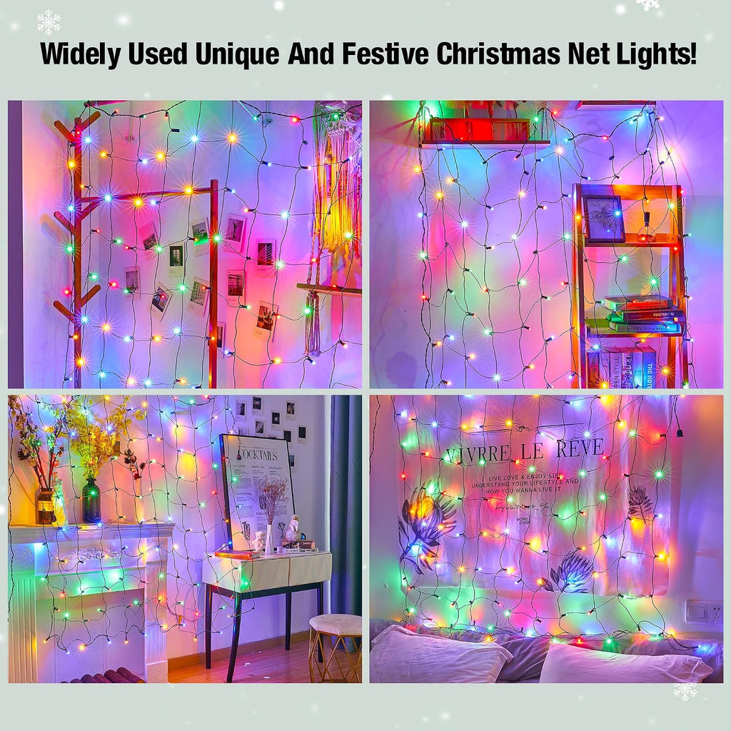 Led Multicolor Christmas Net Lights Outdoor Christmas Bushes Lights 120Led 6ftx5ft, Connectable Outdoor Indoor Mesh