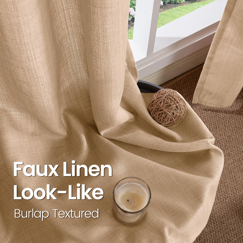 Tan Curtains 84 Inch Long - Burlap 2 Panels