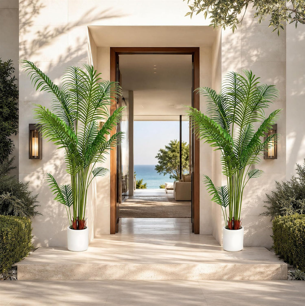 Artificial Palm Tree 6 ft Tall Fake Floor Plant Tropical Trees, 2 Pack - Set of 2