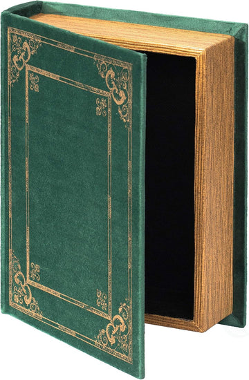 Decorative Vintage Book Shaped Trinket Storage Box- Green