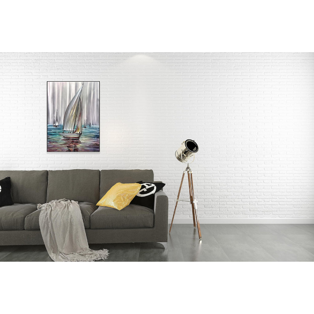 Sailboat Metal Wall Art - 24x16 Inch Vibrant and Colorful Aluminum Panel Painting, Lightweight and Easy to Install