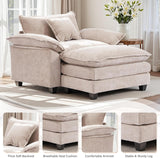 Modern Chaise Lounge Chair and Ottoman — Chenille