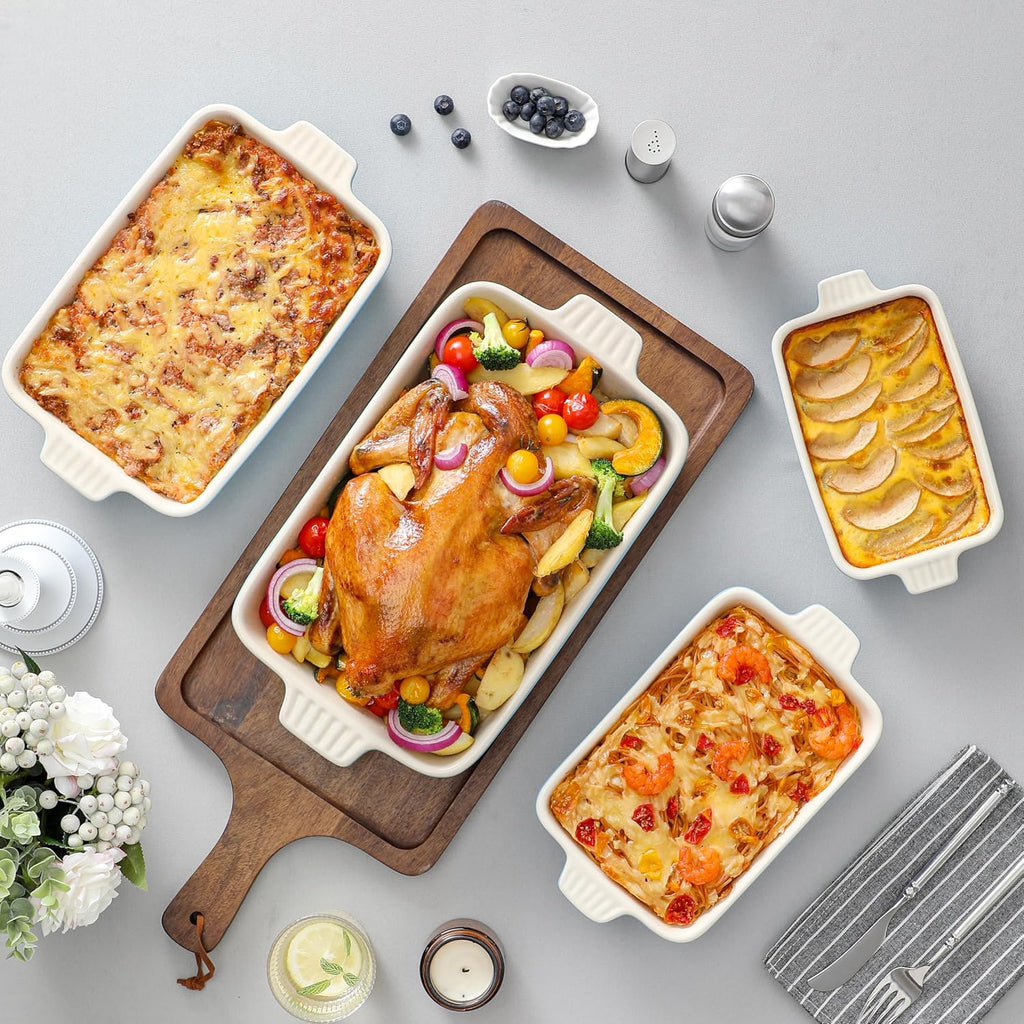 Casserole Dishes for Oven, Ceramic Bakeware Set of 4, Blue | Deep Lasagna Pans for Versatile Use, Durable Bakeware