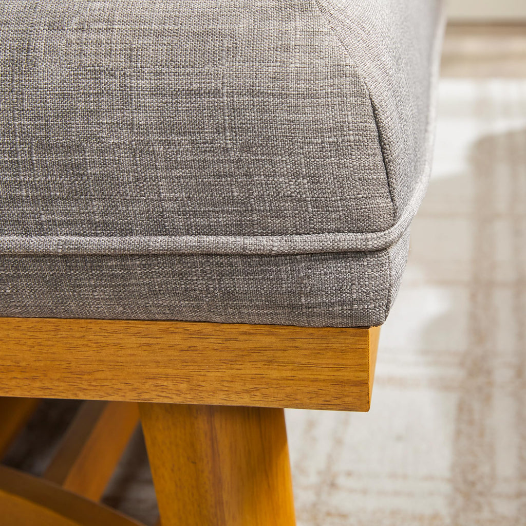 Nash Modern Farmhouse Large Oversized Linen Ottoman, Dark Grey