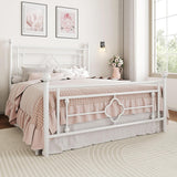 14 Inches Full Metal Platform Bed Frame/Vintage Iron-Art Headboard and Footboard/Mattress Foundation for Storage/No