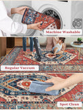 Runner Rug for Hallways, 2'6"x8' Washable Non Slip Boho Kitchen Runner Rug, Vintage Rust Ultra Soft 