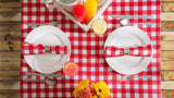 Checkered Tabletop Collection 100% Cotton, Machine Washable, Tablecloth, 60x84, Red