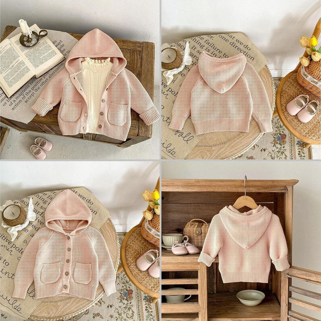 Toddler Girls Knit Hoodie Cardigan Sweater