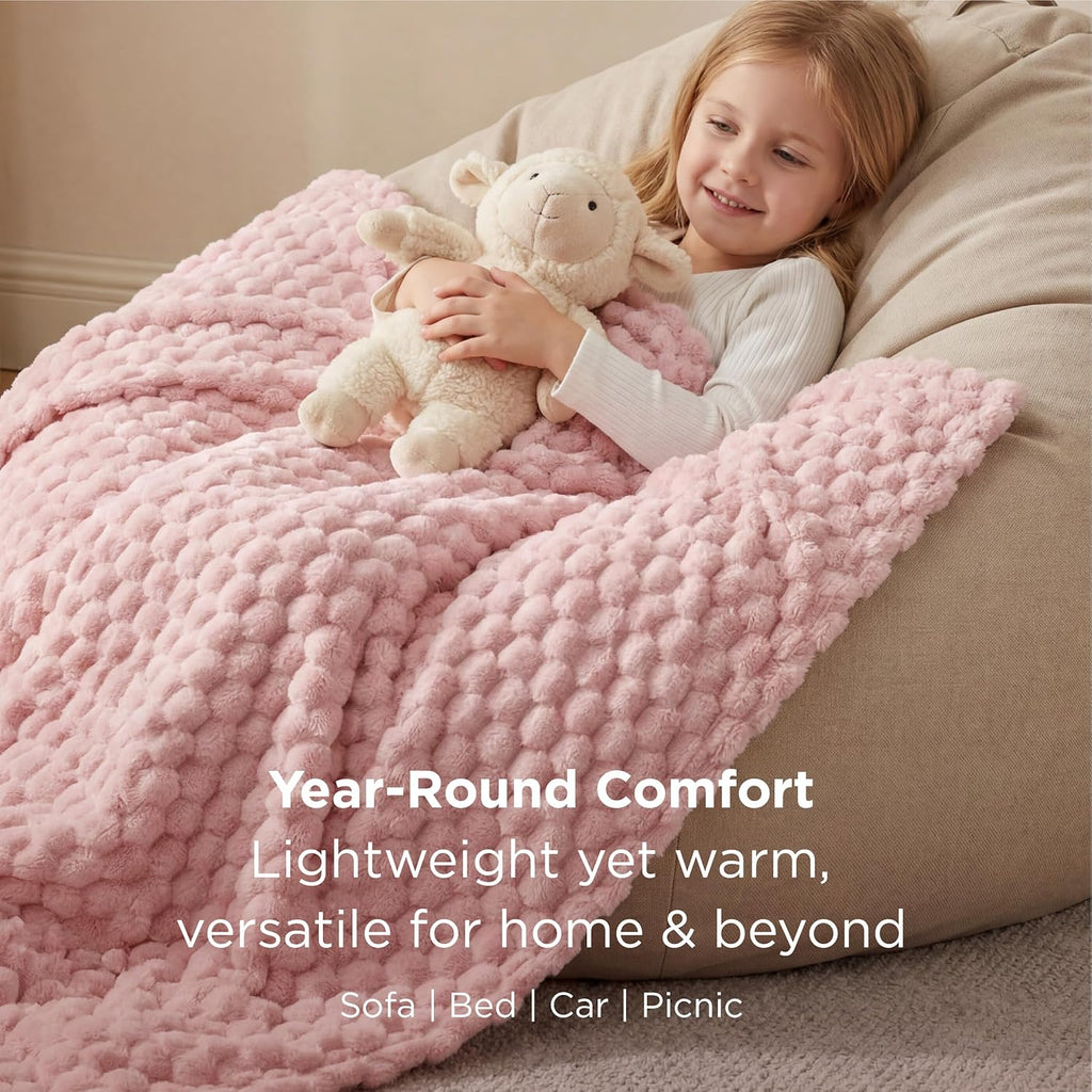 Pink Throw Blanket, GentleSoft Cute Fleece Soft Cozy Gifts for Women Girls, 50x60 Inches