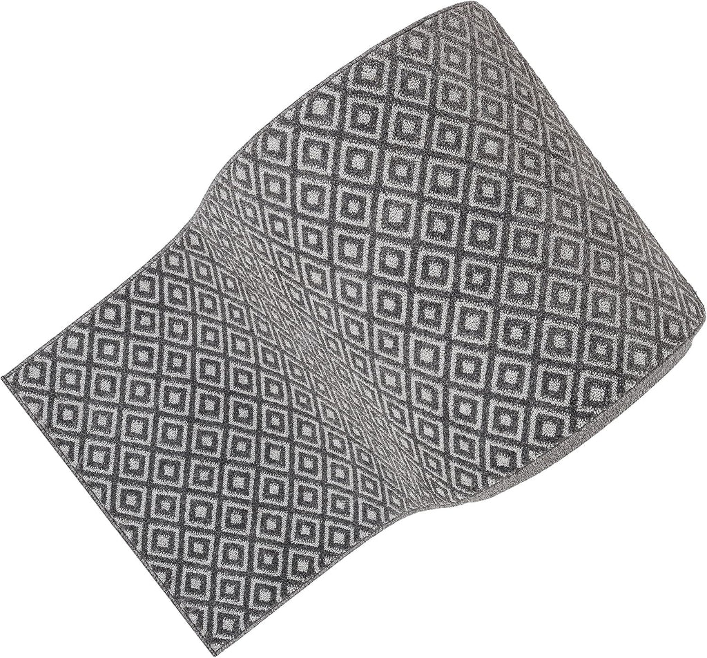 Custom Size Hallway Stair Runner - Choose Your Length - Piano Dark Grey Tribal Diamond Geometric 27 Inches Wide x 11