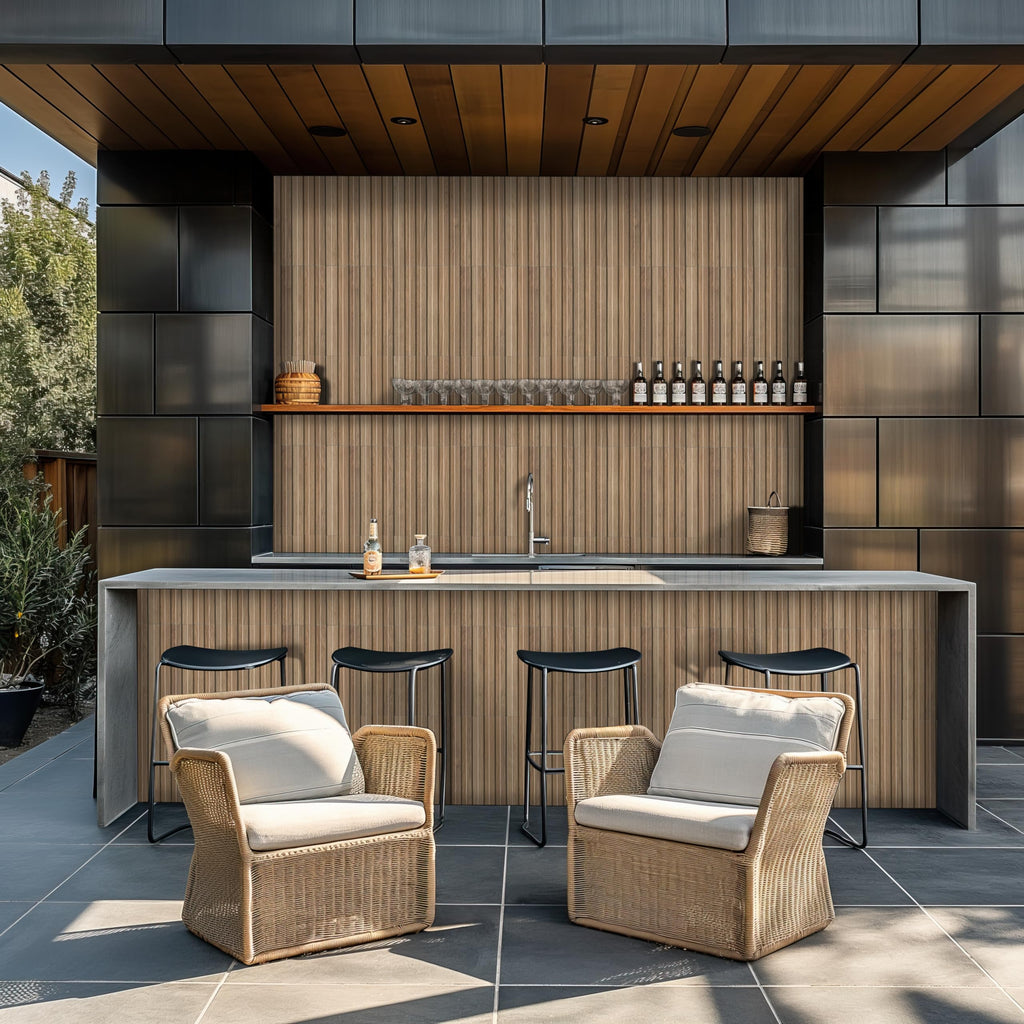 Porcelain Slat Fluted Wood Wall Tile | Serata Vibra Savanna | 6" x 16"