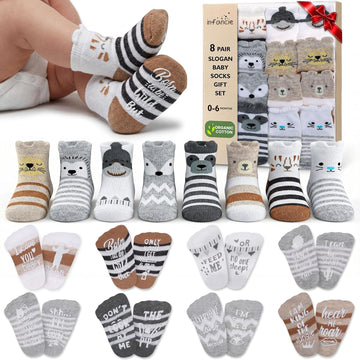 Organic Cotton Blend 8 Baby Socks 0 Non Slip Newborn Essentials