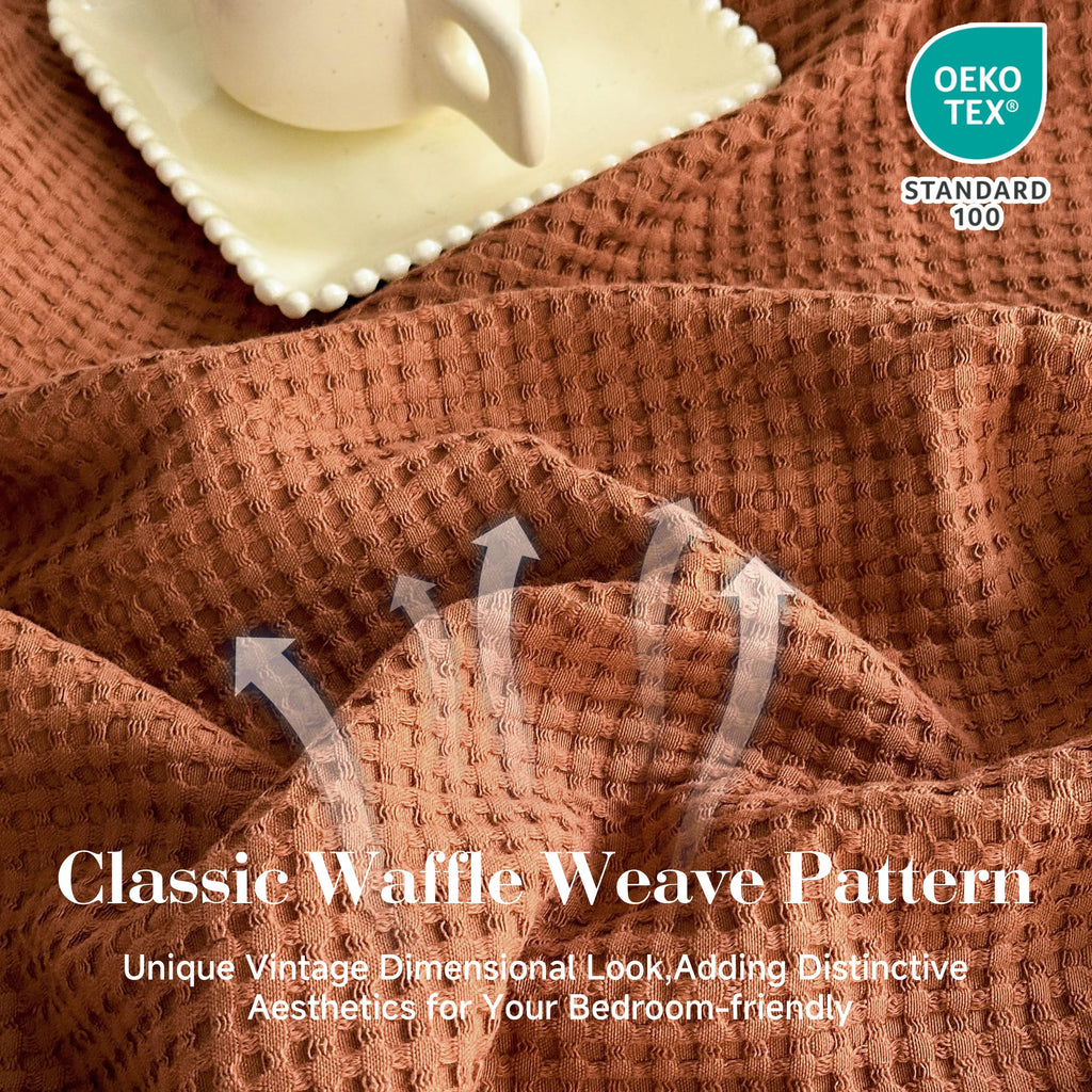100% Cotton Waffle Weave Blanket Twin Size 66"x90", Soft Lightweight Breathable Cozy Washed, Layer Throw Blanket for