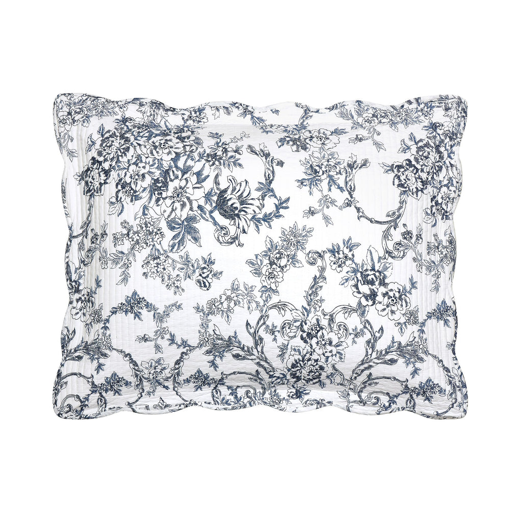 Garden Toile 3-Piece Reversible Quilt Set - Lightweight Coverlet Set, Floral Vintage Quilted Bedding Set with 2