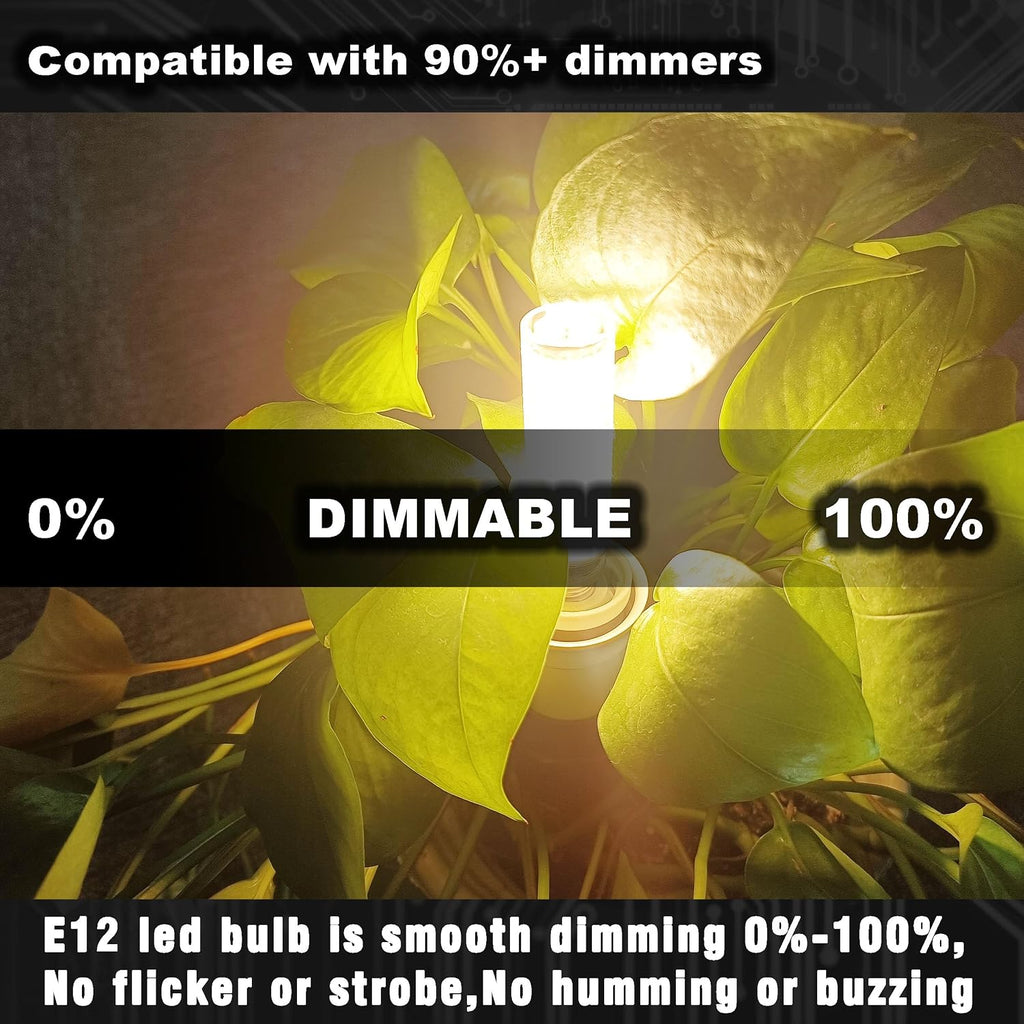 E12 Dimmable Candelabra Light Bulb 100W Equivalent 2700K Warm White, 3 Pack
