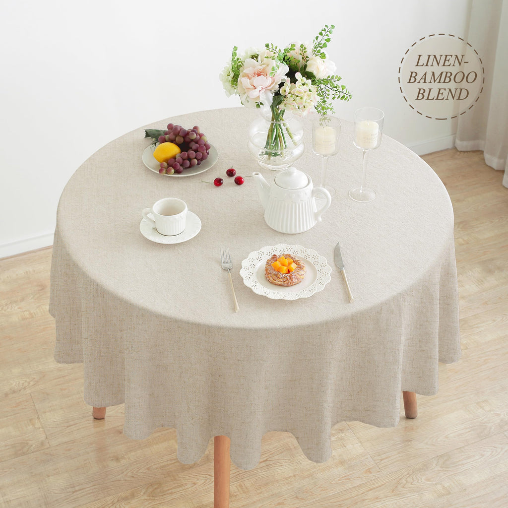 Linen World Round Linen Blend Tablecloth 90 Inch