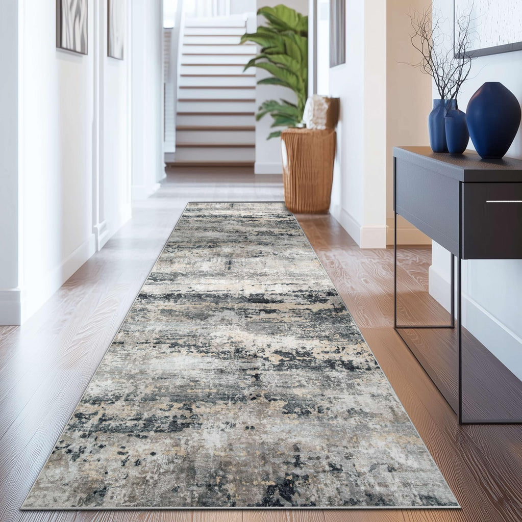 Area Rugs Runner Rug: Washable Hallway Rug Modern Abstract Neutral Soft Non-Slip Low-Pile Indoor Carpet Bedside