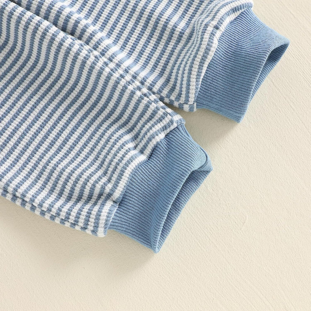 Fall Baby Boy Outfit Excavator Long Sleeve Sweatshirt Pullover Top Pants Toddler Waffle Knit Clothes