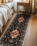 Area Rugs Washable Non-Slip, Floral Vintage Distress Print Pattern Medallion Carpet for Living Room Bedroom Dining Room