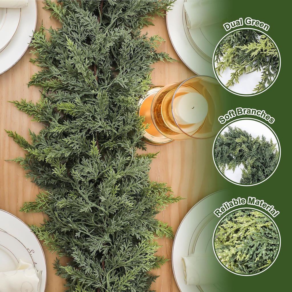 2 Pcs 9 ft Artificial Christmas Cedar Garland