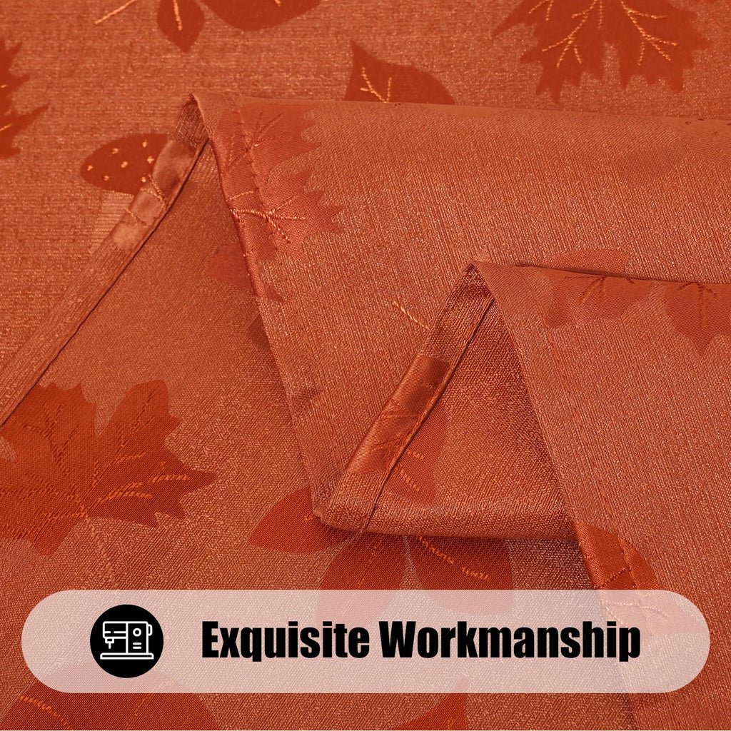 Thanksgiving Tablecloth Rectangle 52x70 Inch, Waterproof Autumn Pumpkin Mushroom Jacquard Table Cloth, Damask Fabric